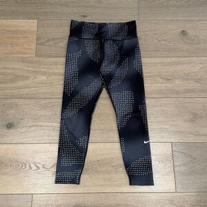 NIKE Black Gray Spotted One High Rise Dri-Fit Active Sleek Workout Legging Sz S+